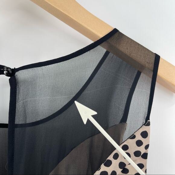 BCBGeneration Dress Chai Combo Polka Dot Dots Mesh Mini Black & Creme Size 6 - Picture 8 of 15